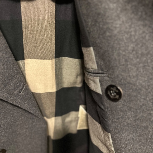 Burberry Brit Eckford Double Breasted Wool Peacoat Gray Large 42R, Free Ship - Picture 4 of 8
